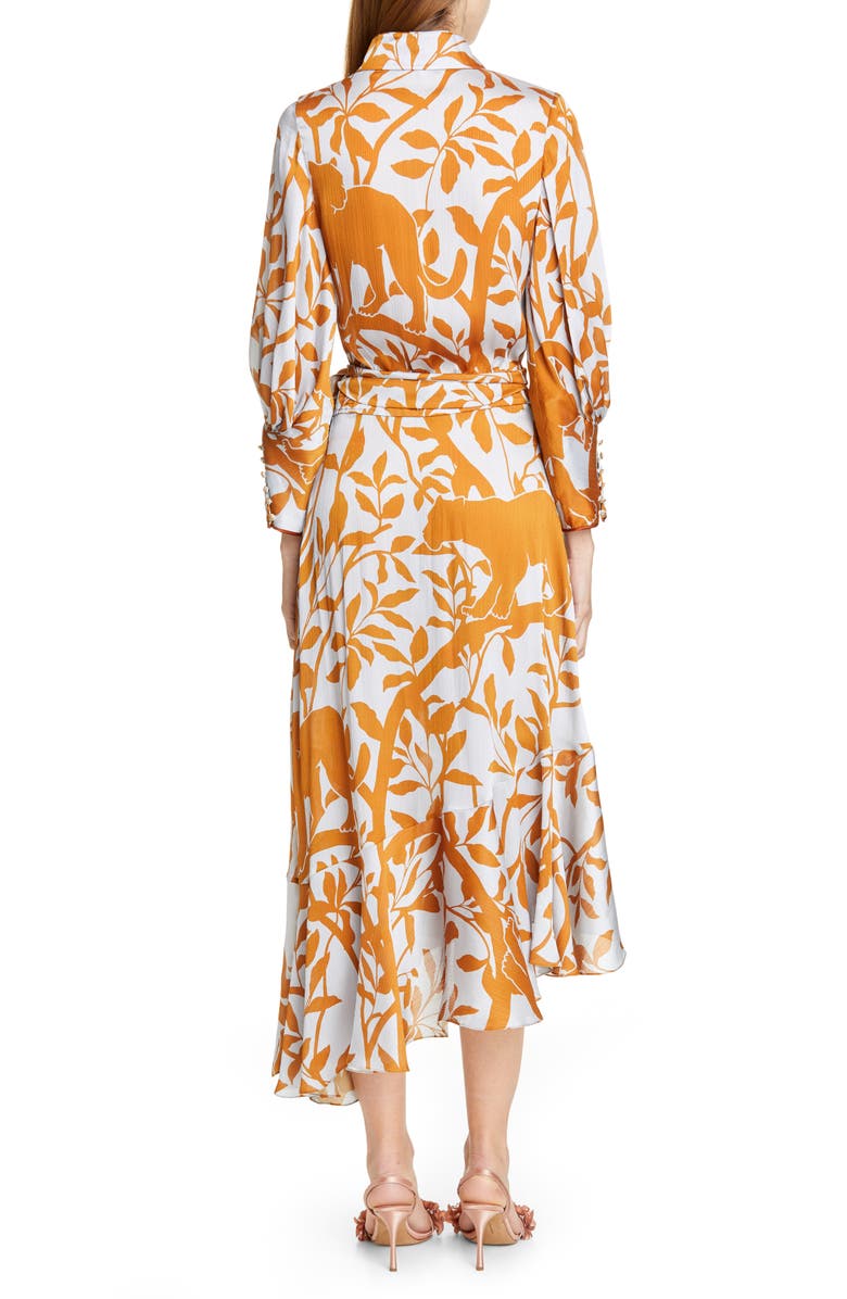 Johanna Ortiz Jaguar Silhouette Asymmetrical Georgette Wrap Dress, Alternate, color, 