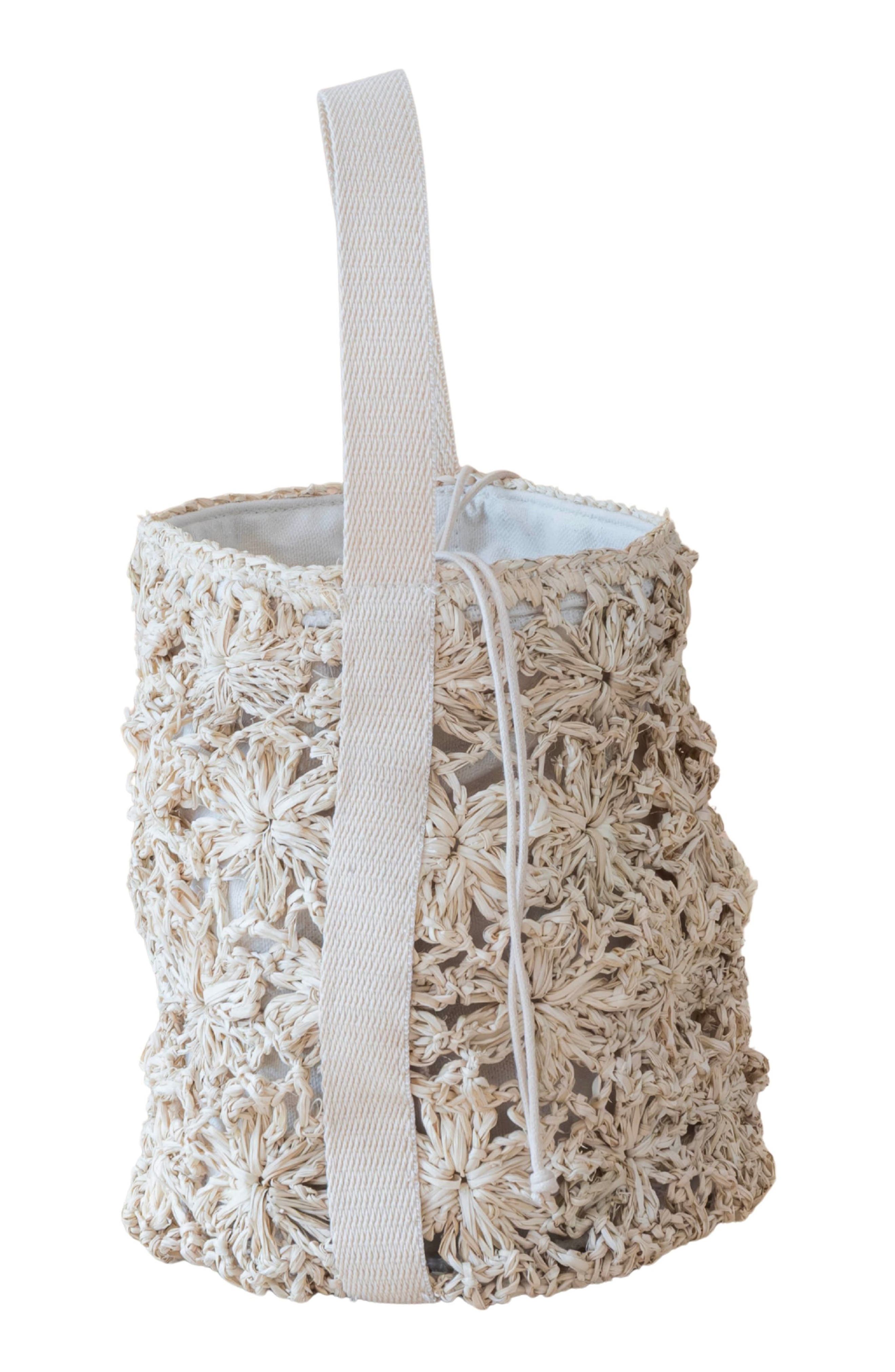 LIKHA Raffia Floral Weave Bucket Bag, Alternate, color, 