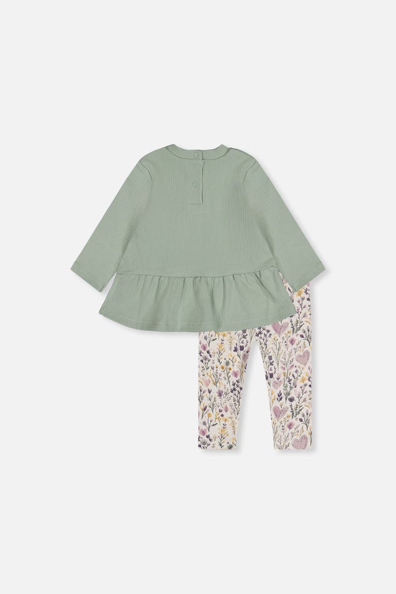 Organic Cotton Heart Peplum Tunic and Legging Set, Alternate, color, Green and Beige Heart Print