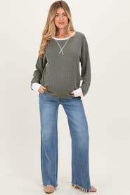 PinkBlush Distressed Relaxed Wide Leg Maternity Jeans