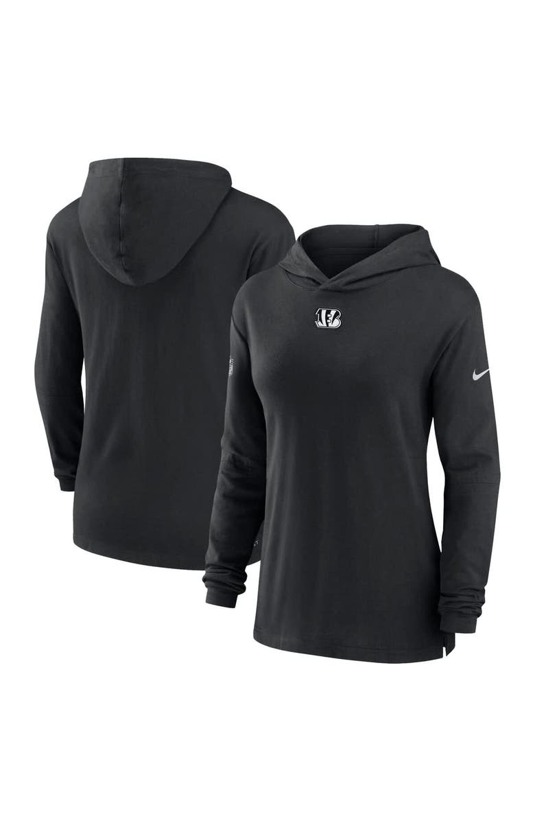 Nike Women's Nike Black Cincinnati Bengals Sideline Performance Long Sleeve Hoodie T-Shirt, Main, color, Black
