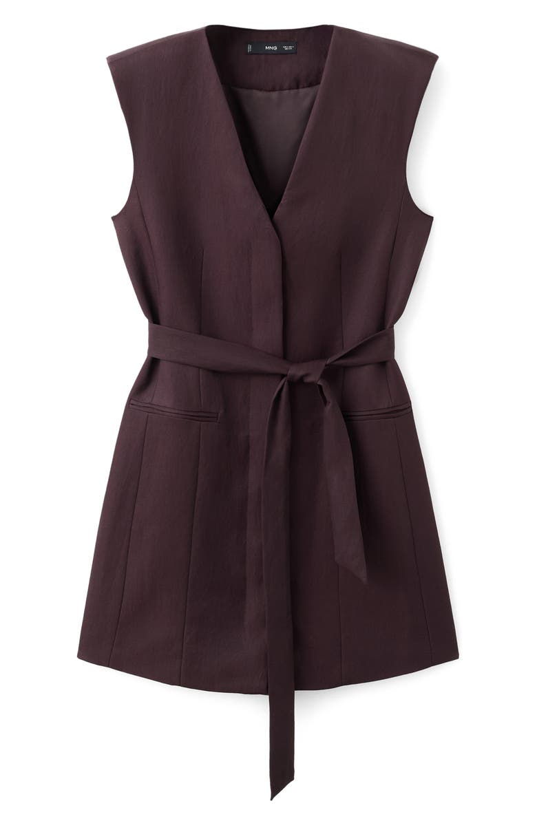 MANGO Belted Vest Minidress, Alternate, color, Burgundy