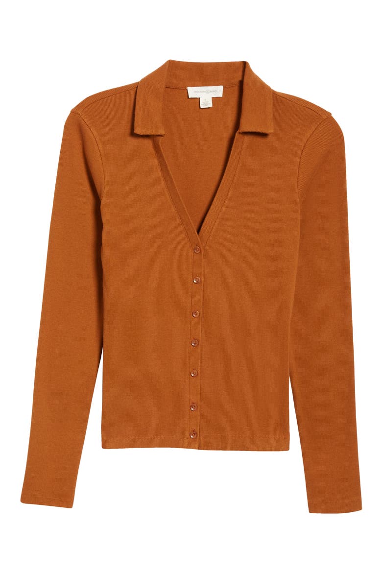 Button Front Knit Top, Alternate, color, RUST CARMEL