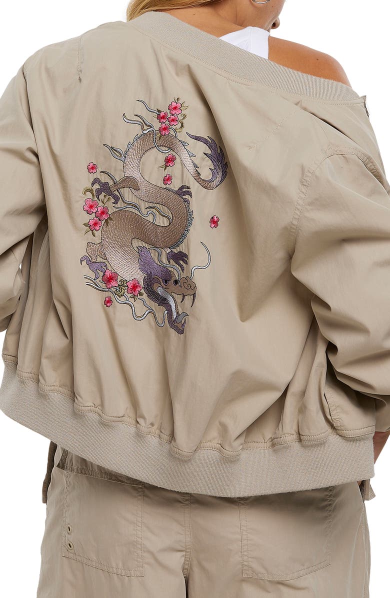 River Island Embroidered Dragon Bomber Jacket, Alternate, color, 