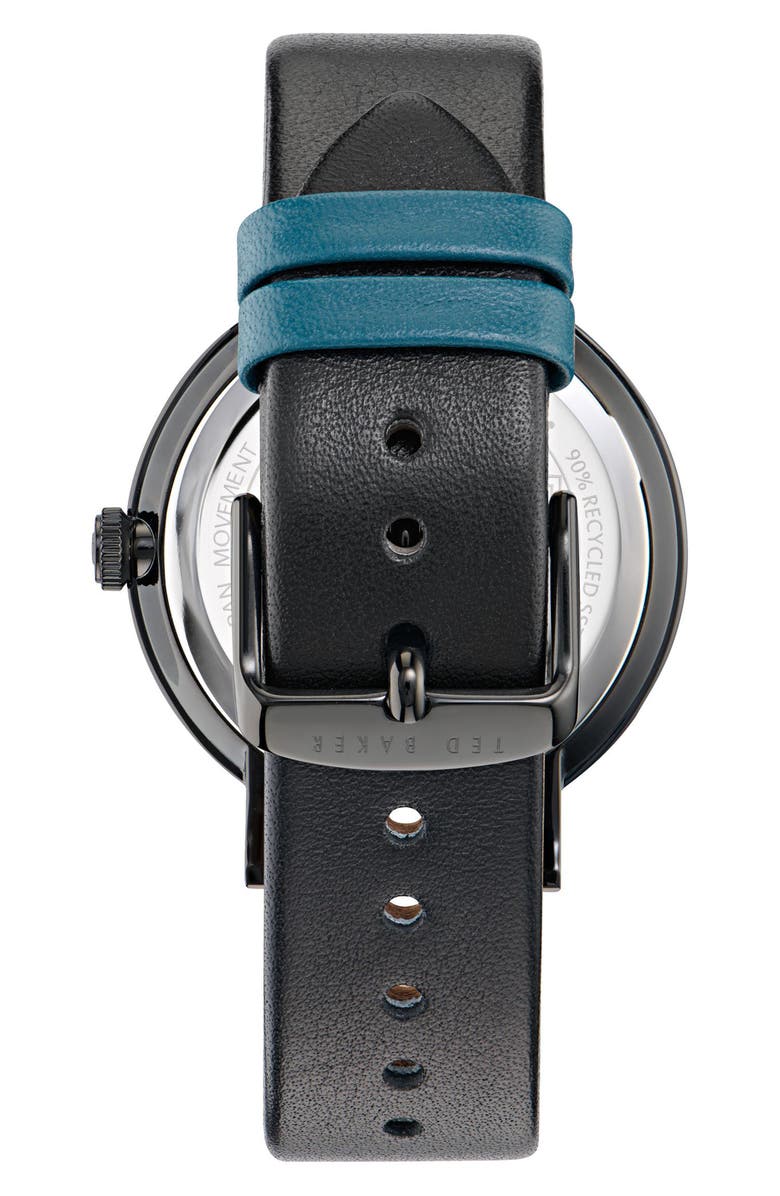 Ted Baker London Timeless RSST Leather Strap Watch, 41mm, Alternate, color, Black