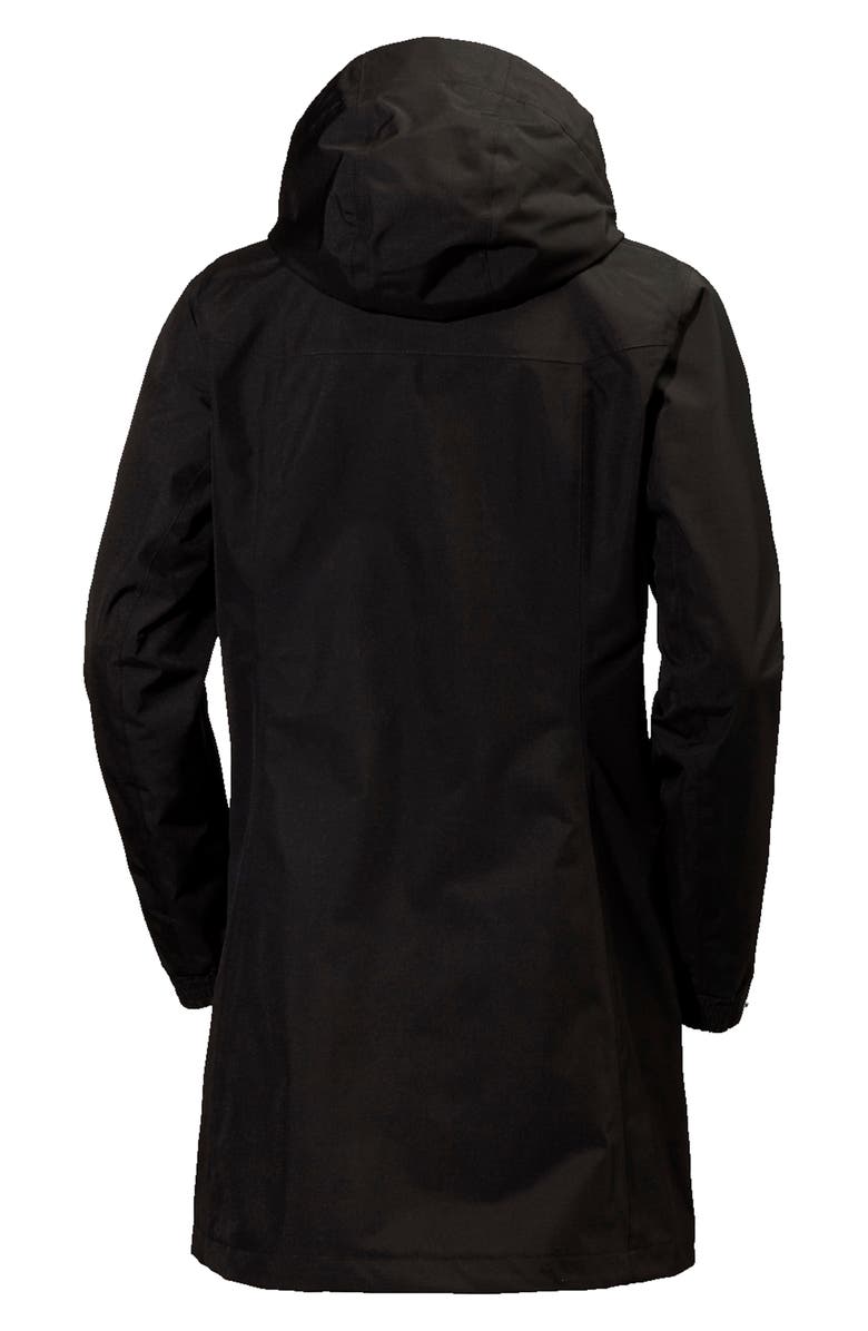 Helly Hansen Aden Waterproof Hooded Longline Rain Jacket, Alternate, color, Black