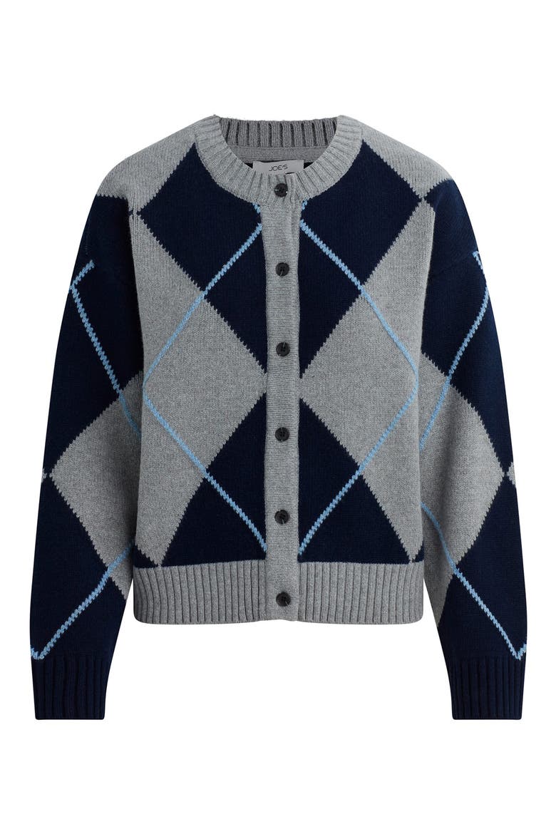 Relaxed Fit Argyle Cardigan, Alternate, color, BLUE ARGYLE