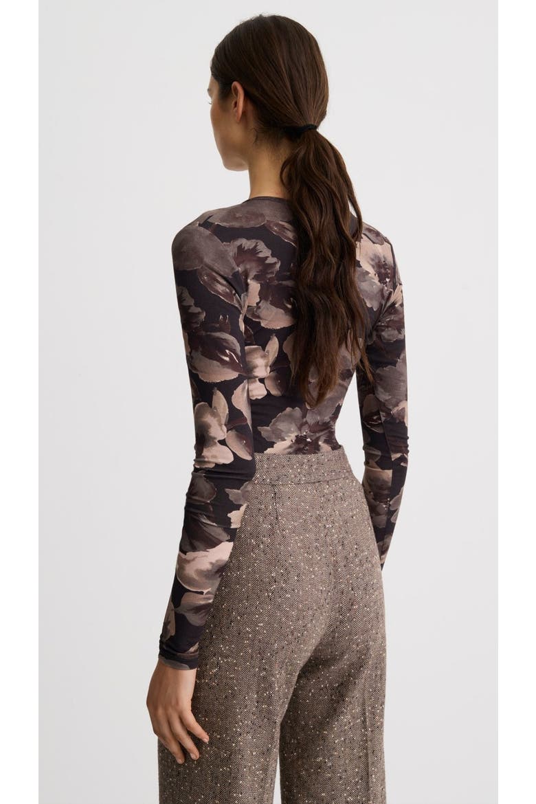 Scrunch Sleeve Henley Tee, Alternate, color, Carbon Floral