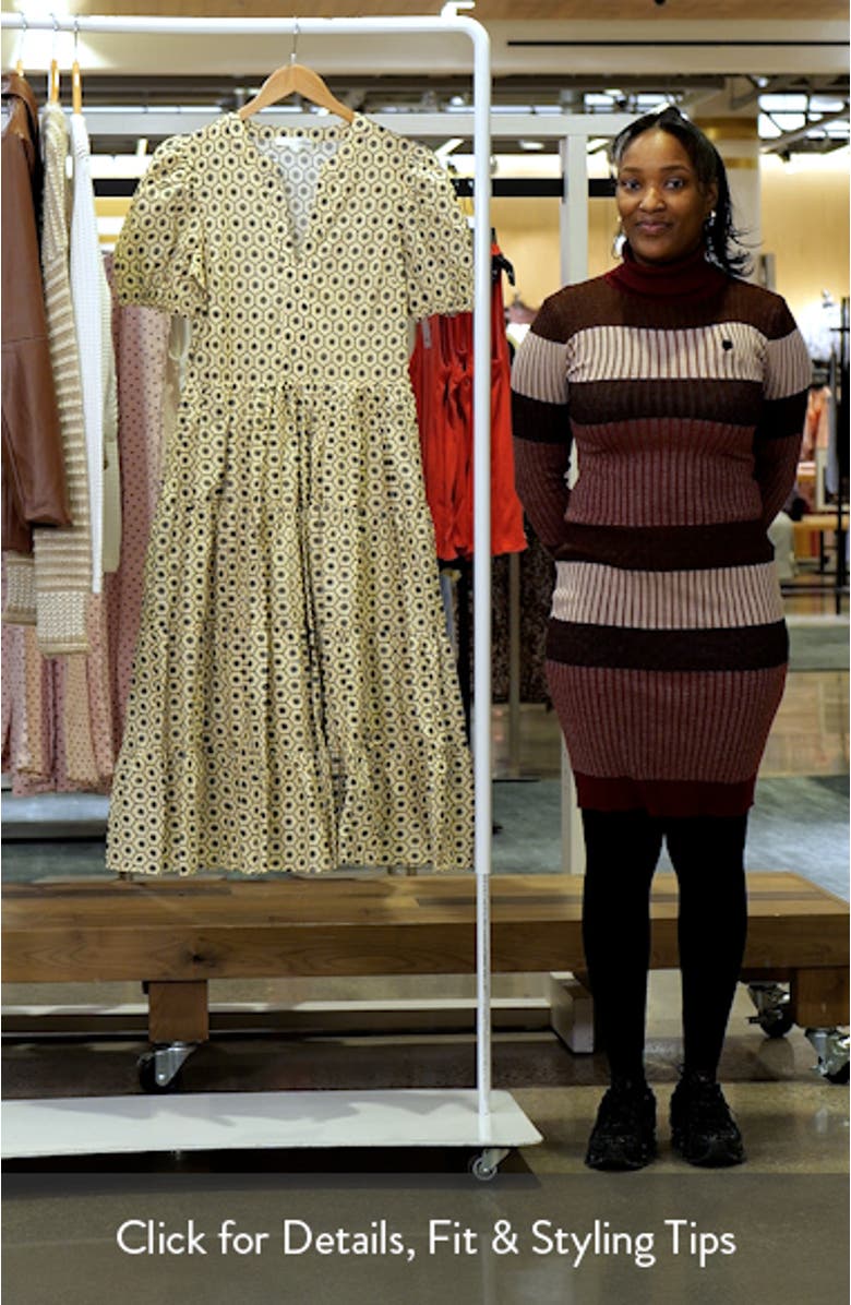 Print Puff Sleeve Midi Dress, sales video thumbnail