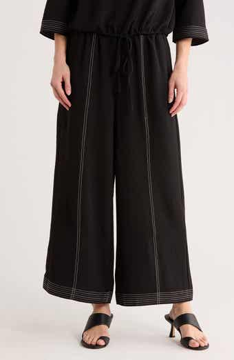 Adrianna Papell Contrast Stitch Wide Leg Pants