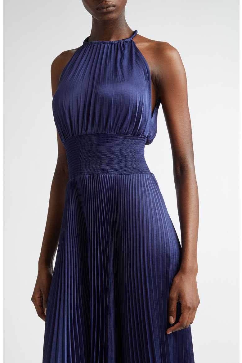 Renzo Pleated Midi Dress, Alternate, color, RIVIERA