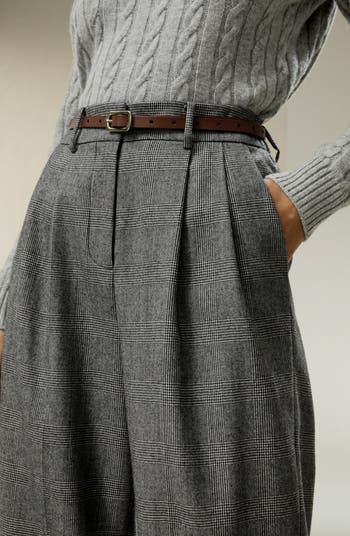 Wide Leg Wool-flannel Suit Trousers