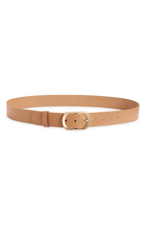 Oval Buckle Leather Belt