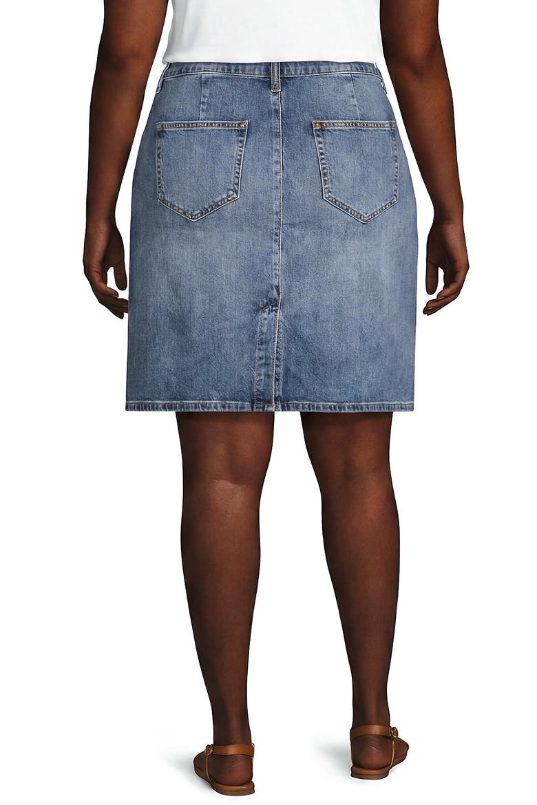 Plus Size Soft Denim Classic 5 Pocket Above the Knee Skirt, Alternate, color, Medium Bay Blue Wash