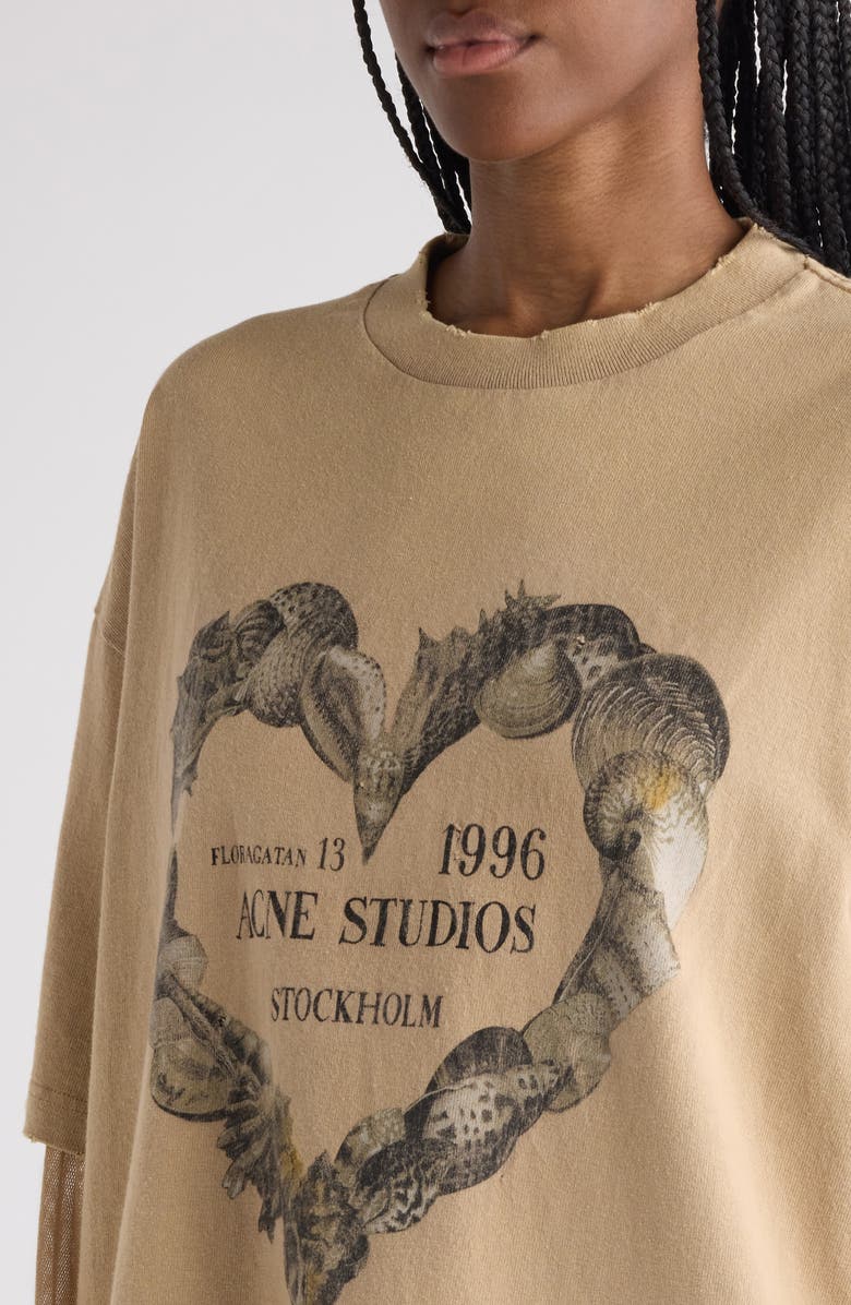 Acne Studios Edra Double Layered Cotton & Mesh T-Shirt, Alternate, color,