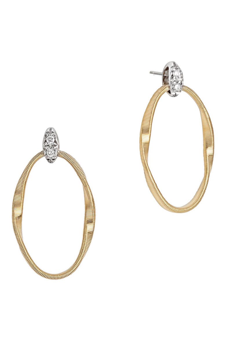 Marrakech Onde 18K Yellow Gold & Diamond Link Stud Earrings, Main, color, WHITE GOLD/ YELLOW GOLD