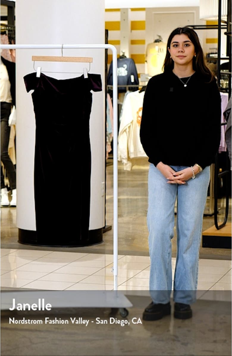 Xscape Off the Shoulder Velvet Cocktail Dress, sales video thumbnail