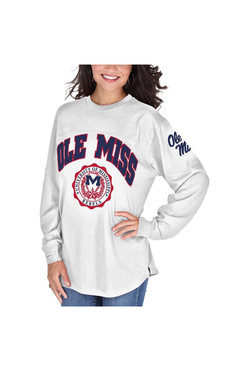 PRESSBOX Women's White Ole Miss Rebels Edith Long Sleeve T-Shirt, Main, color, White