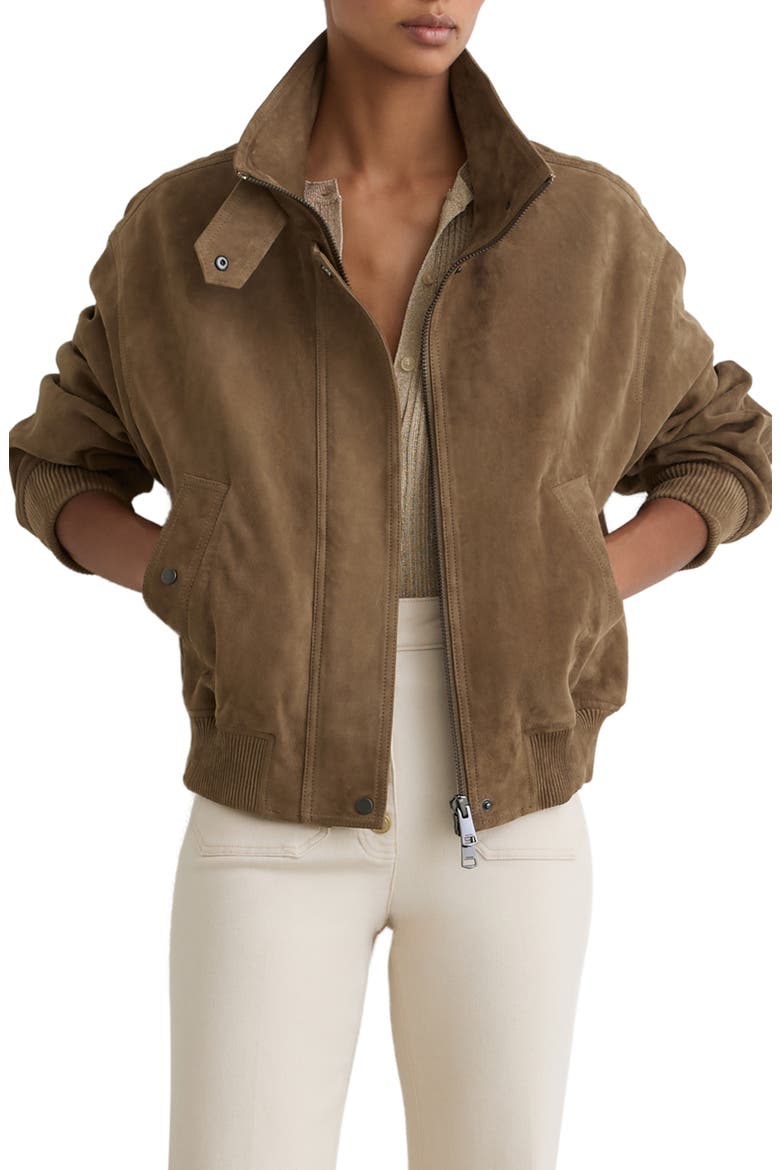 Cara Suede Jacket, Main, color, KHAKI GREEN