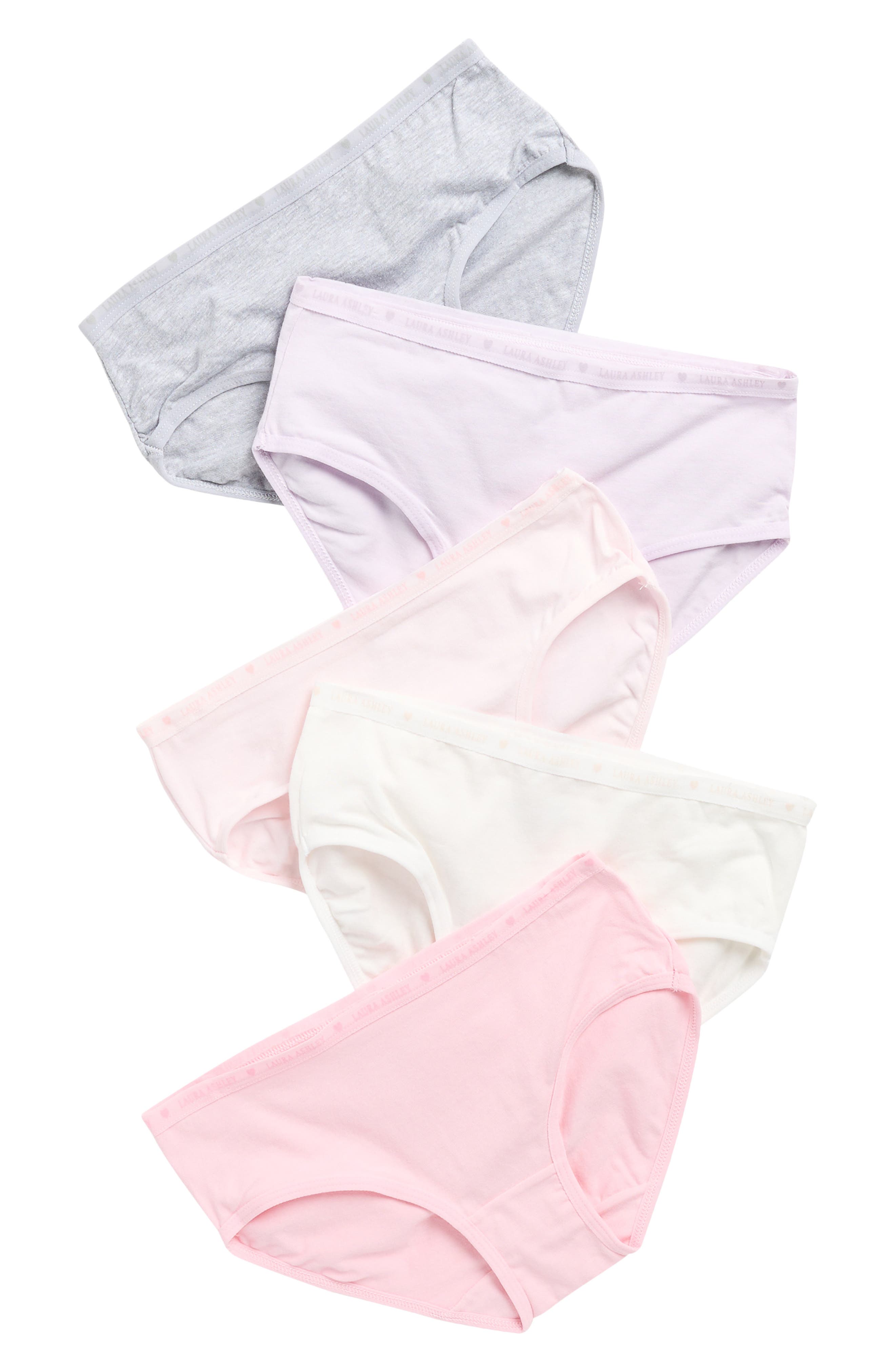 Laura Ashley Kids' 5-Pack Assorted Stretch Cotton Briefs
