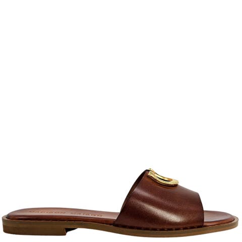 Horse Shoe Buckle Leather Flat Sandal