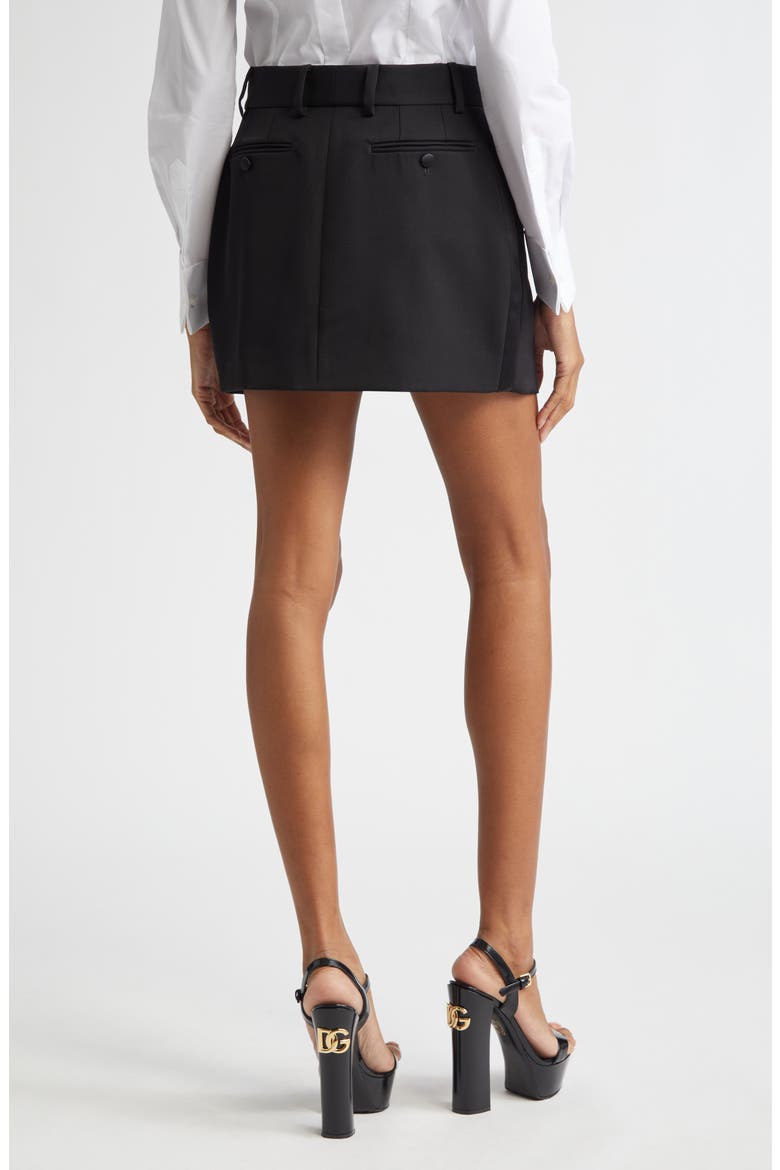 Virgin Wool & Silk Blend Gabardine Tuxedo Skirt, Alternate, color, NERO