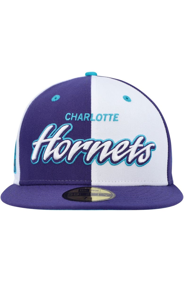 New Era Men's New Era Purple/White Charlotte Hornets Script Pinwheel 59FIFTY Fitted Hat, Alternate, color, 