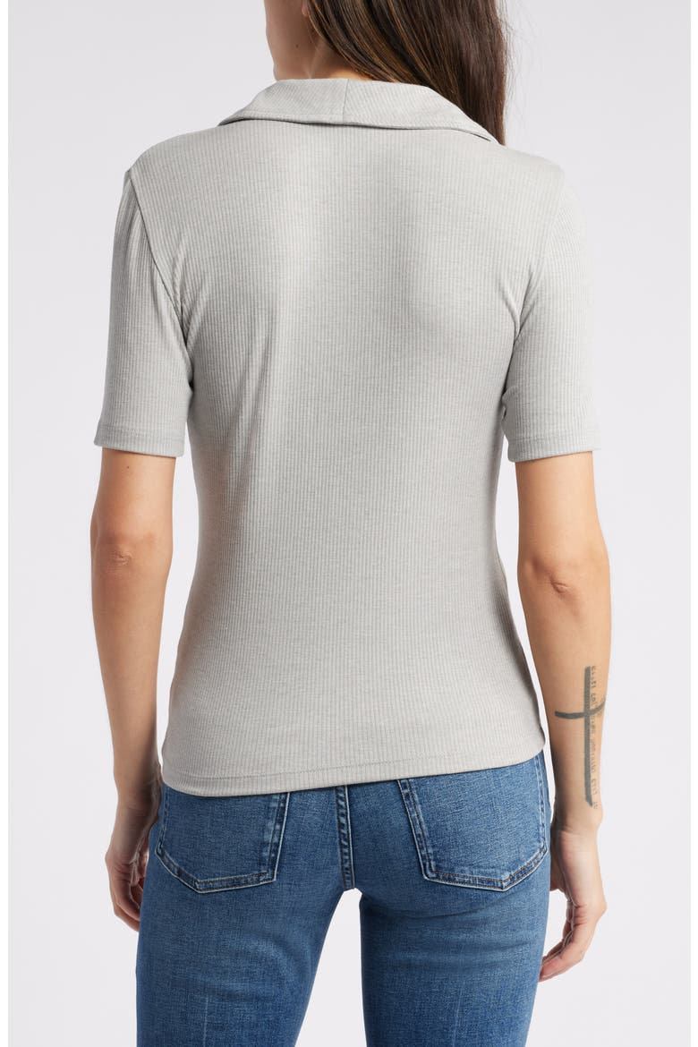 Drapey Rib Polo Top, Alternate, color, HTHR STEEL MORNING