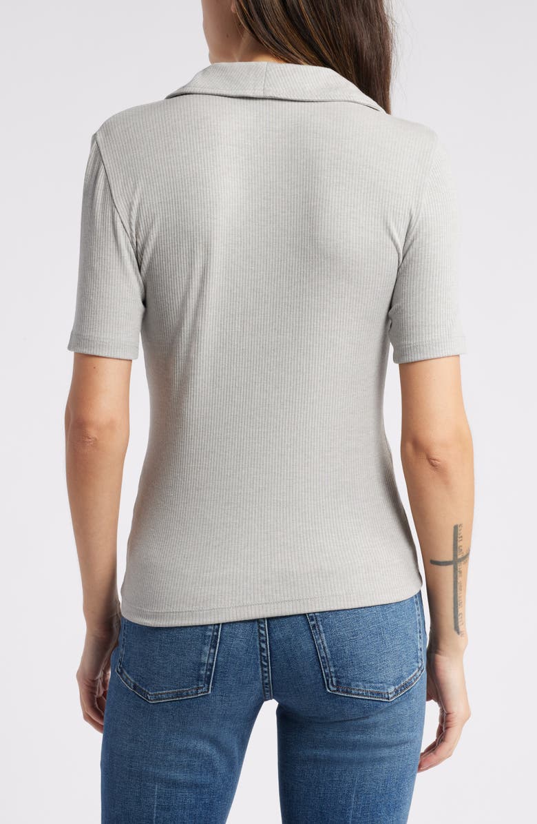 Madewell Drapey Rib Polo Top, Alternate, color, Hthr Steel Morning