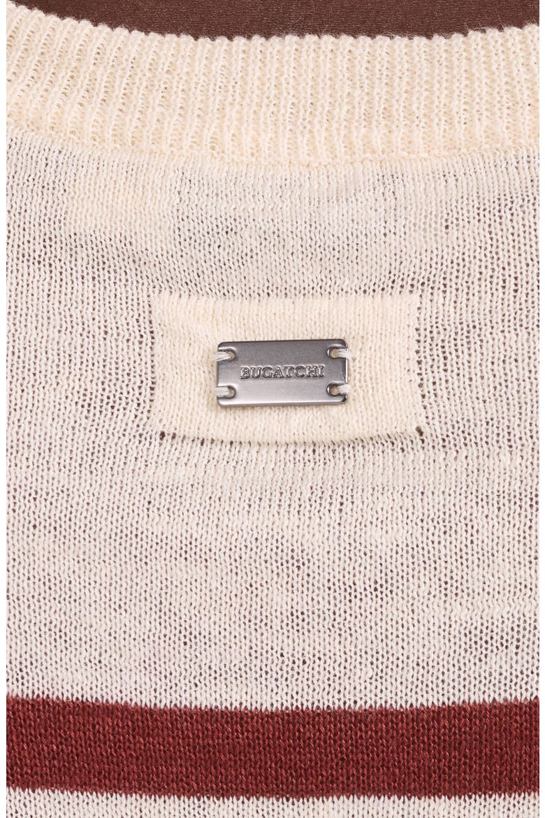 Stripe Short Sleeve Linen & Cotton Blend Sweater, Alternate, color, SIENNA