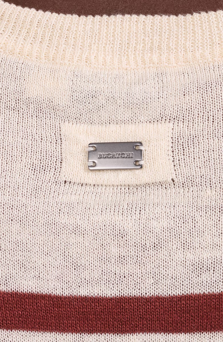 Bugatchi Stripe Short Sleeve Linen & Cotton Blend Sweater, Alternate, color, Sienna