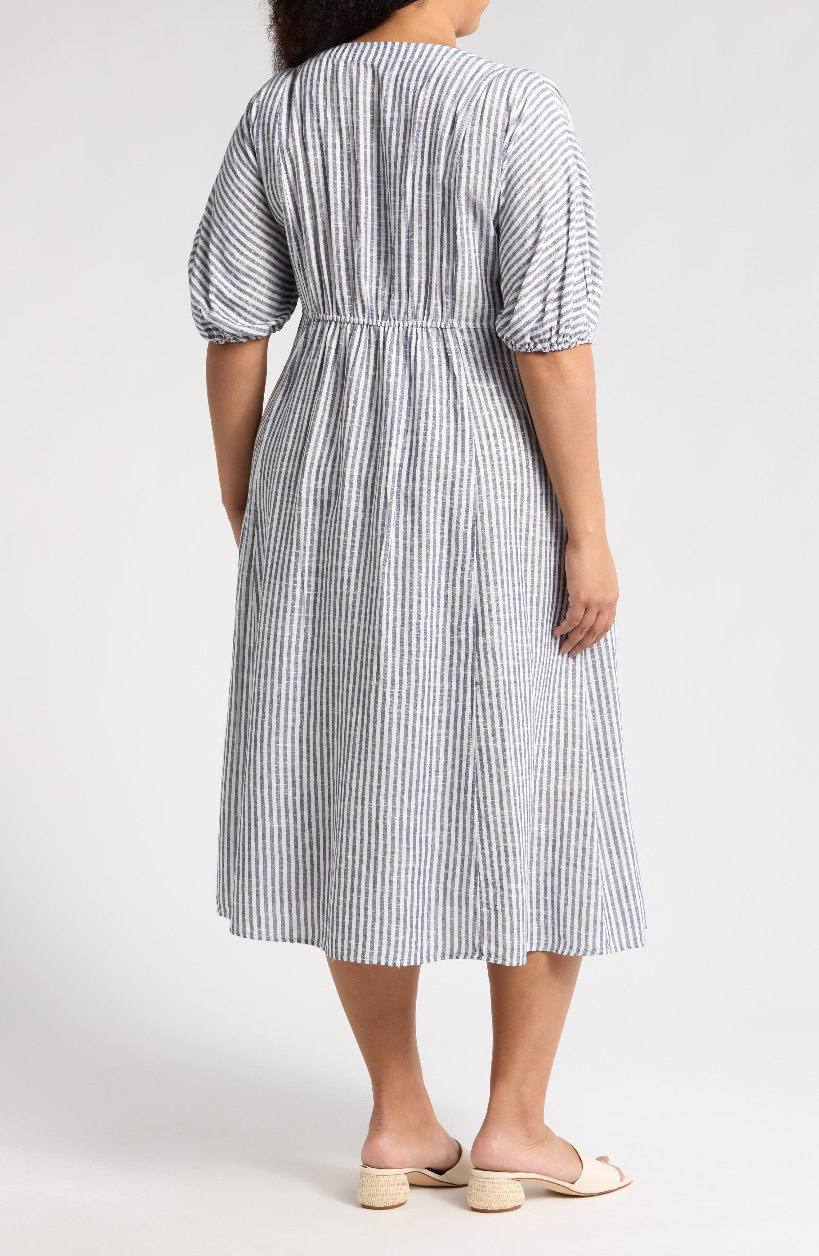 Yarn Dye Puff Sleeve Maxi Dress - image 4