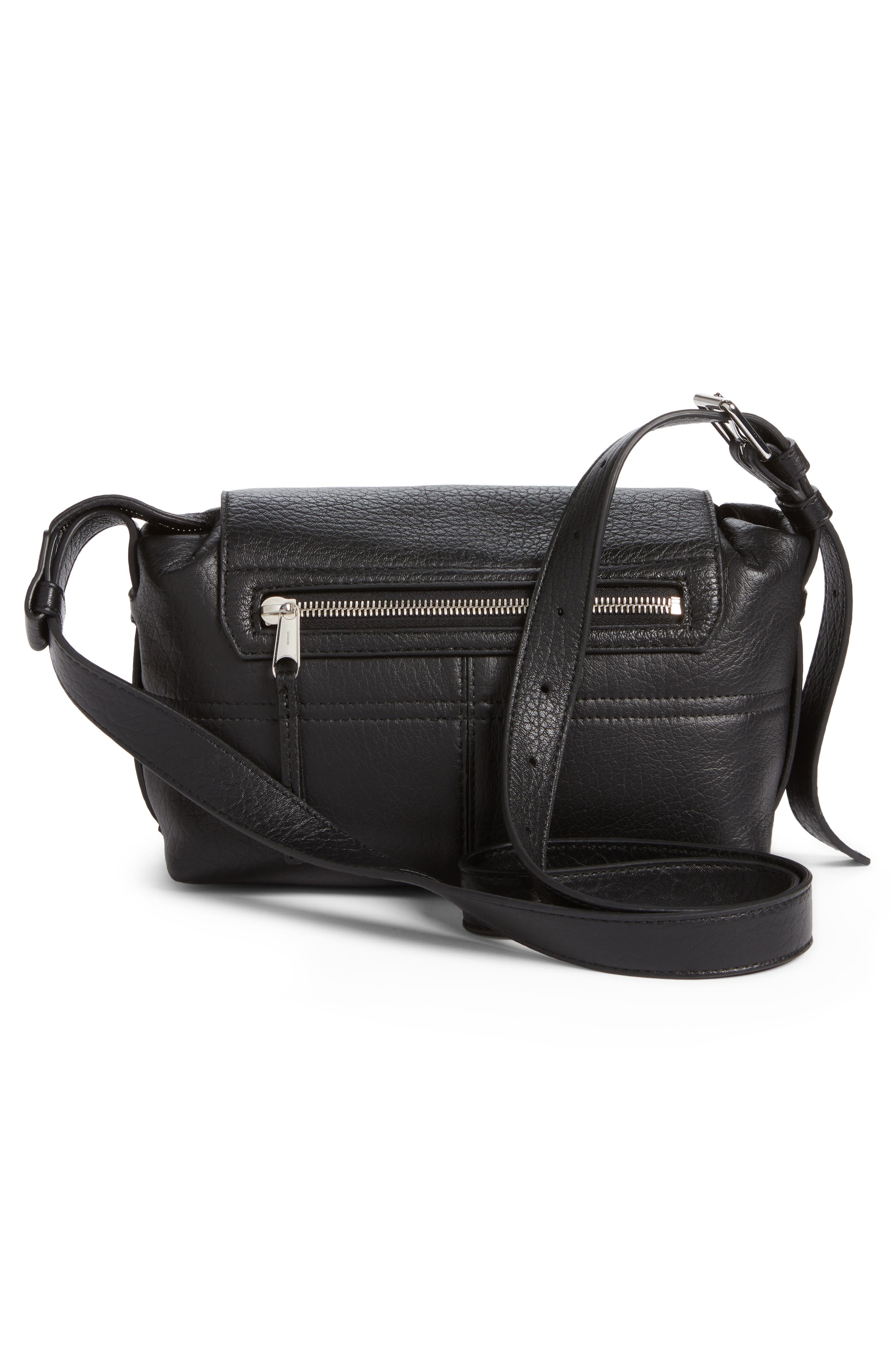 Mini Soft Gear Leather Shoulder Bag, Alternate, color, BLACK