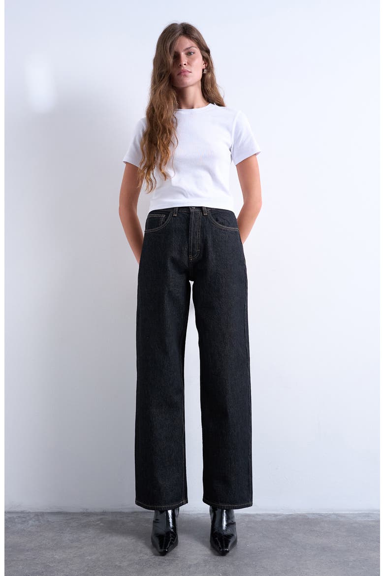 Column Mid Rise Jeans, Alternate, color, BLACK