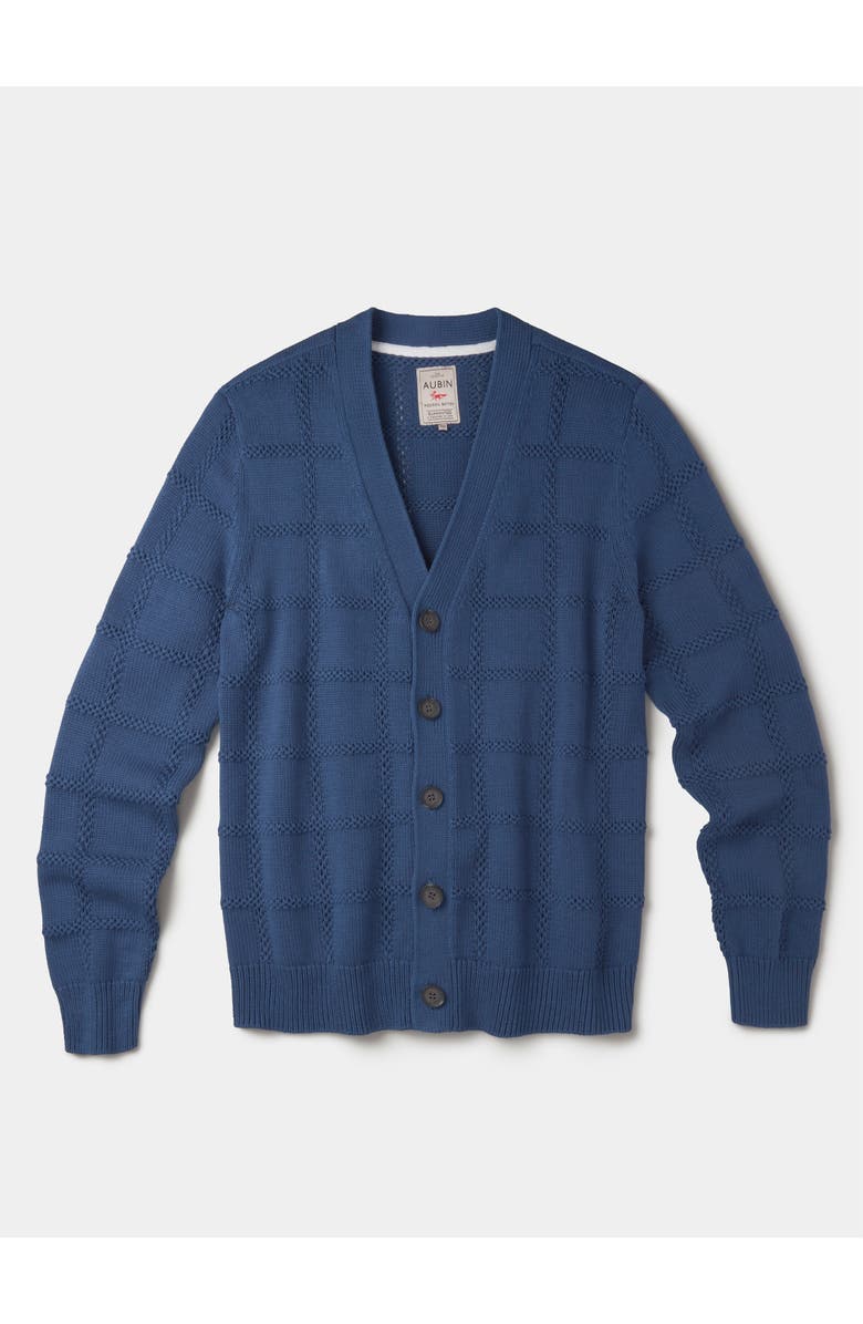 Aubin Rainham V-Neck Checked Cardigan, Alternate, color, Washed Indigo