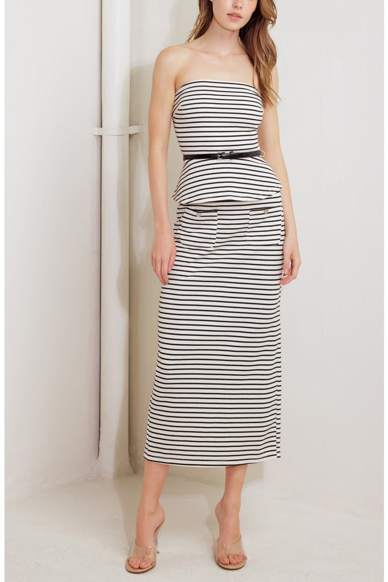Striped Tube Top, Alternate, color, WHITE/ BLACK