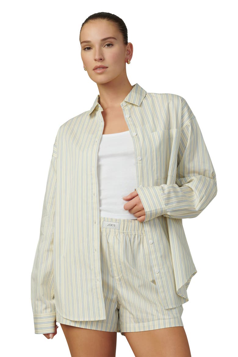 Relaxed Fit Stripe Button-Down Shirt, Alternate, color, ANISE FLOWER VARIG