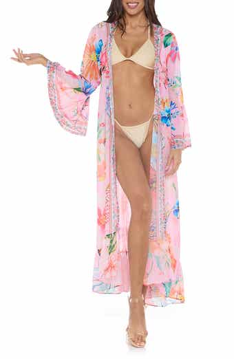 RANEES Floral Bell Sleeve Chiffon Duster
