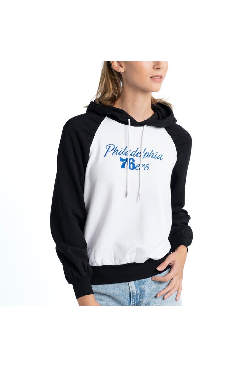 Women's Lusso White Philadelphia 76ers Marlowe Tri-Blend Raglan Pullover Hoodie, Main, color, White