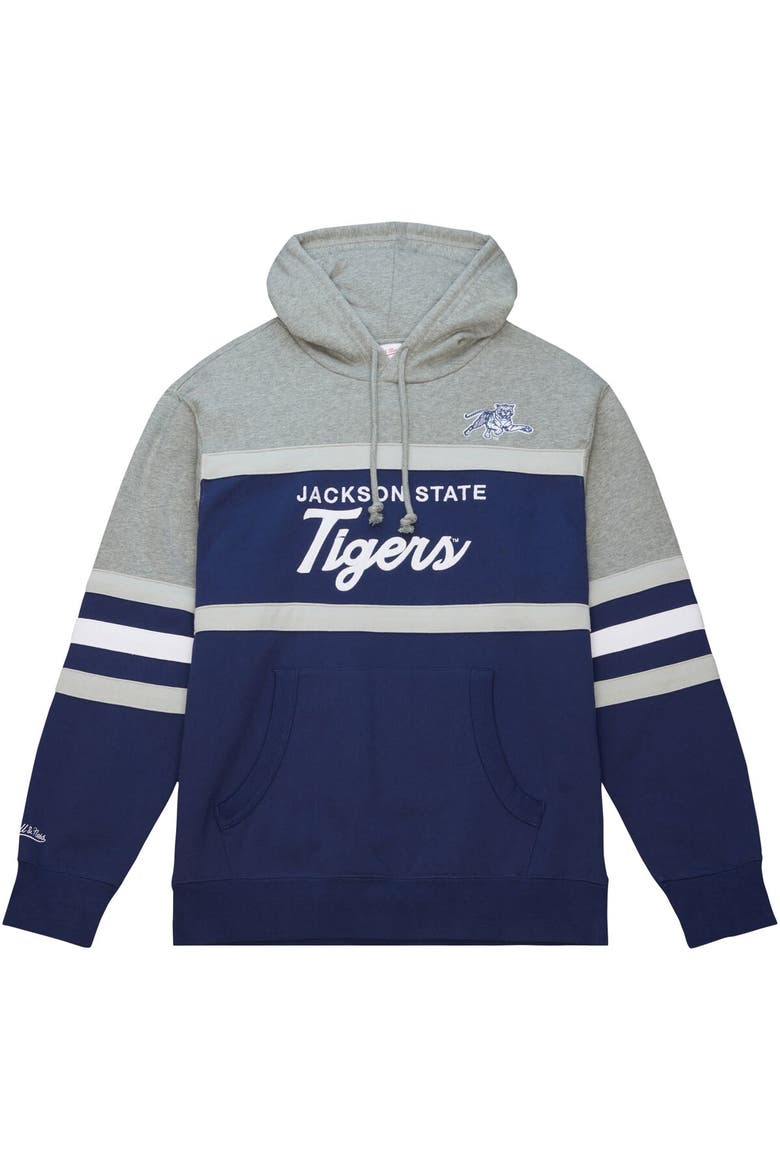 Men's Mitchell & Ness Navy Jackson State Tigers Head Coach Pullover Hoodie, Alternate, color, Navy