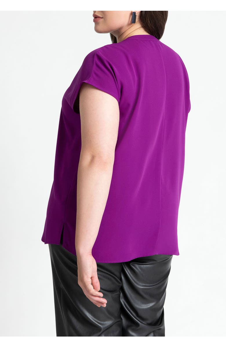 ELOQUII Notch Collar Blouse, Alternate, color, Eggplant Purple