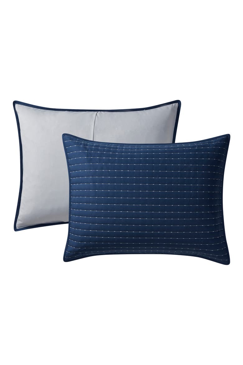 Pickstitch 3-Piece King Quilt Set, Alternate, color, BLUE