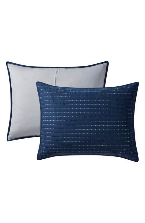 Vcny Home Pickstitch 3-piece Queen Quilt Set In Blue