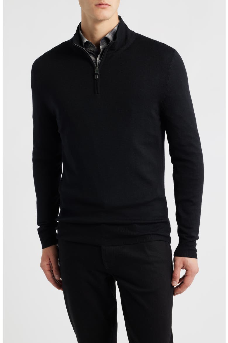 Quarter Zip Wool Blend Sweater, Main, color, BLACK