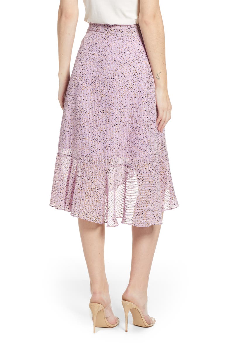 Printed Flounce Hem Wrap Skirt, Alternate, color, LAVENDER DOT