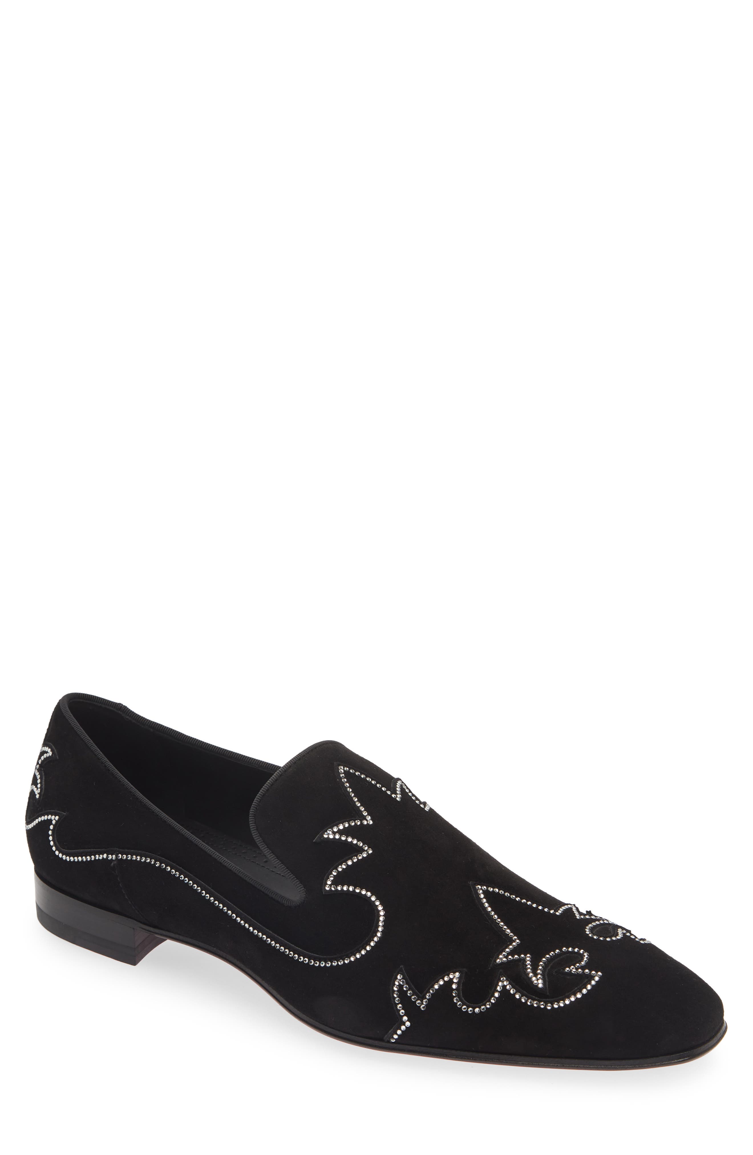 Christian Louboutin Dandysiago Embellished Loafer, Main, color, Black