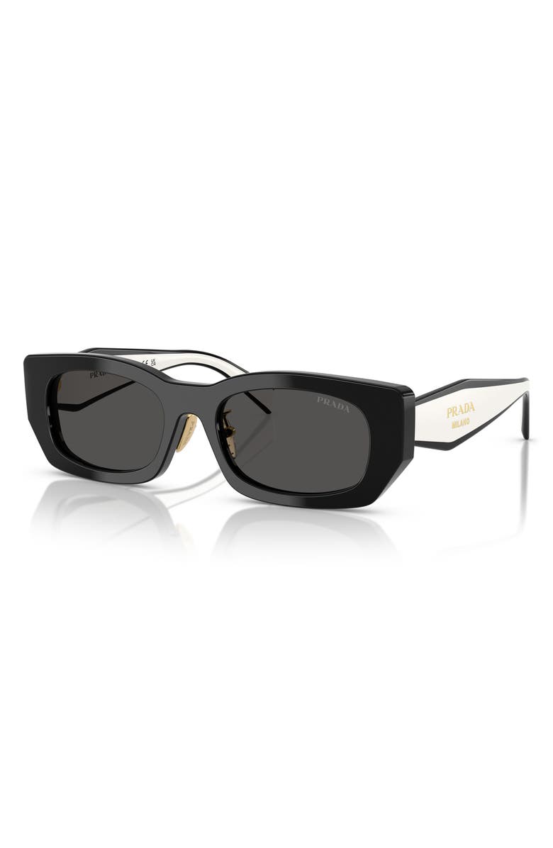 Prada 53mm Pillow Sunglasses, Alternate, color, 09Q08z53 Black