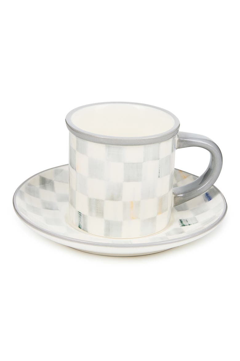 Sterling Check Set of 2 Espresso Cups & Saucers, Alternate, color, STERLING