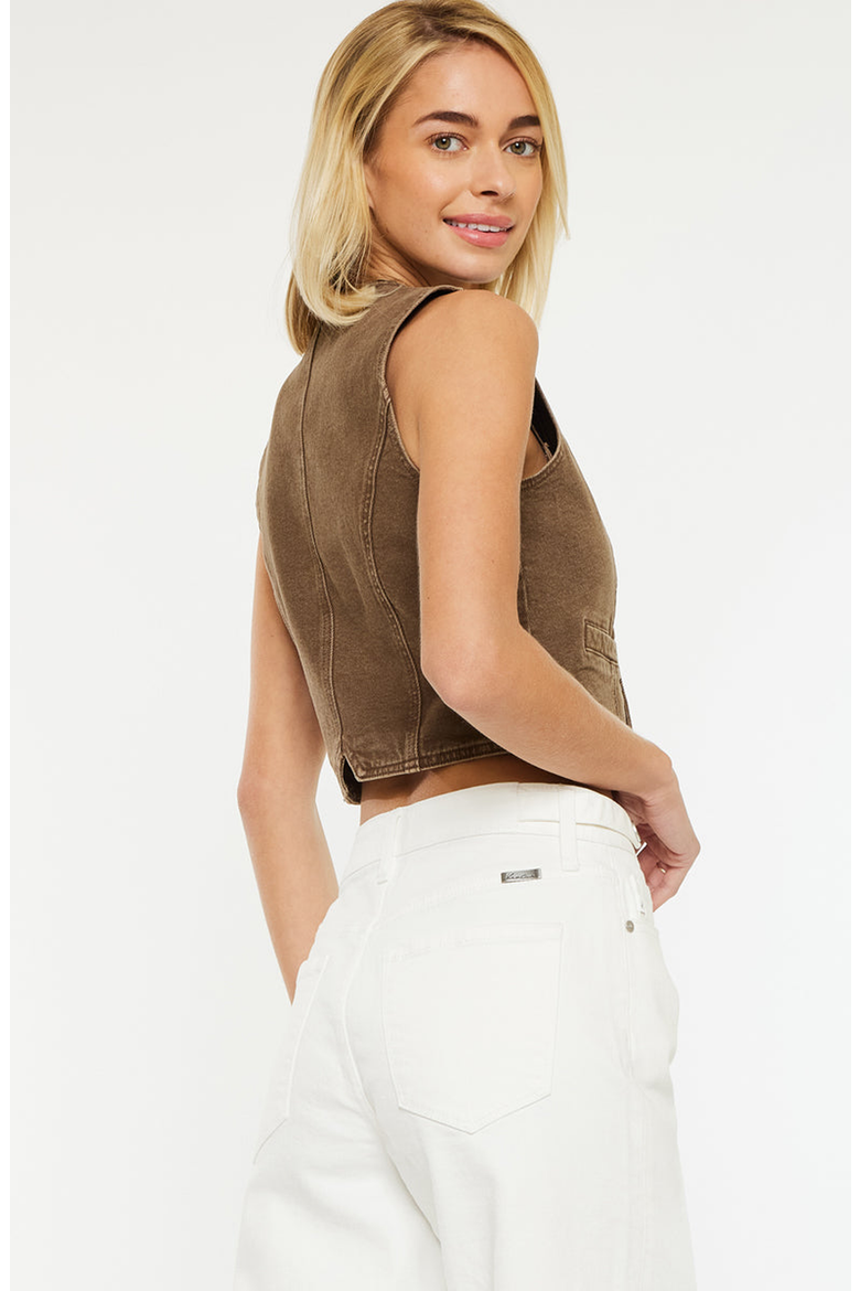 Vanya V-neck Vest, Alternate, color, Brown
