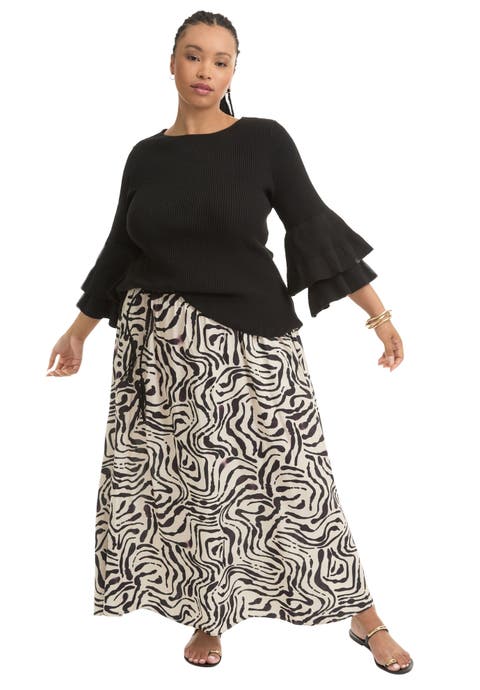 Ruffled Long-Sleeve Sweater (Plus Available)